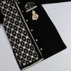 Black Velvet Cotton Silk Kurta Set