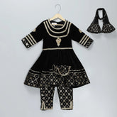 Black Velvet Silk Anarkali Set with Dupatta