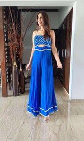 Chiffon Blue Work Jumpsuit