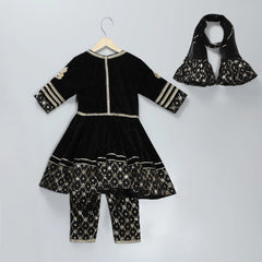 Black Velvet Silk Anarkali Set with Dupatta