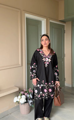 Cotton Black Ishita Kashmiri Aari Kurta