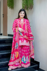 Pink Reeti Crepe Printed Kurta Suit Set