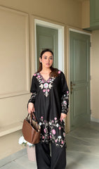 Cotton Black Ishita Kashmiri Aari Kurta