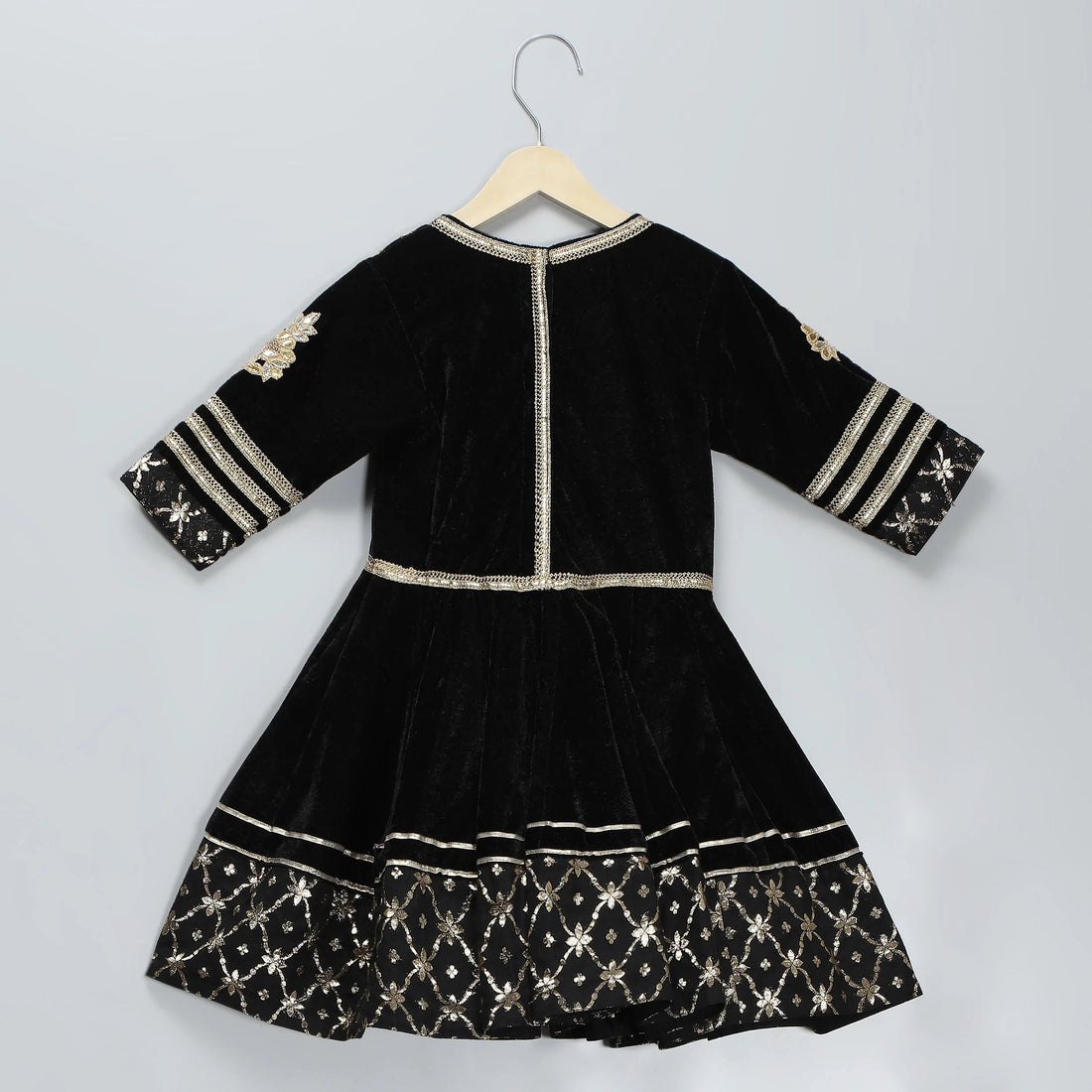 Black Velvet Silk Anarkali Set with Dupatta