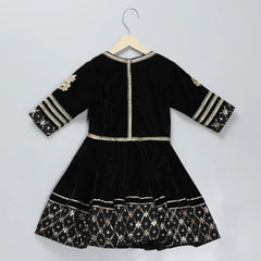 Black Velvet Silk Anarkali Set with Dupatta