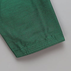 Green Cotton Silk Kurta Pyjama Brocade Jacket