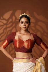 Maroon Zari Cotton Blouse