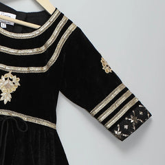 Black Velvet Silk Anarkali Set with Dupatta