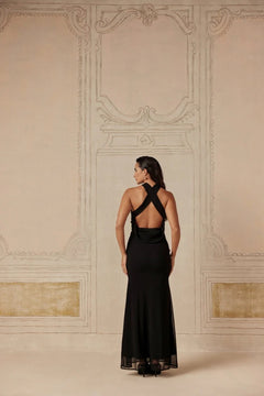 Jet Black Elegant Tulle Dress