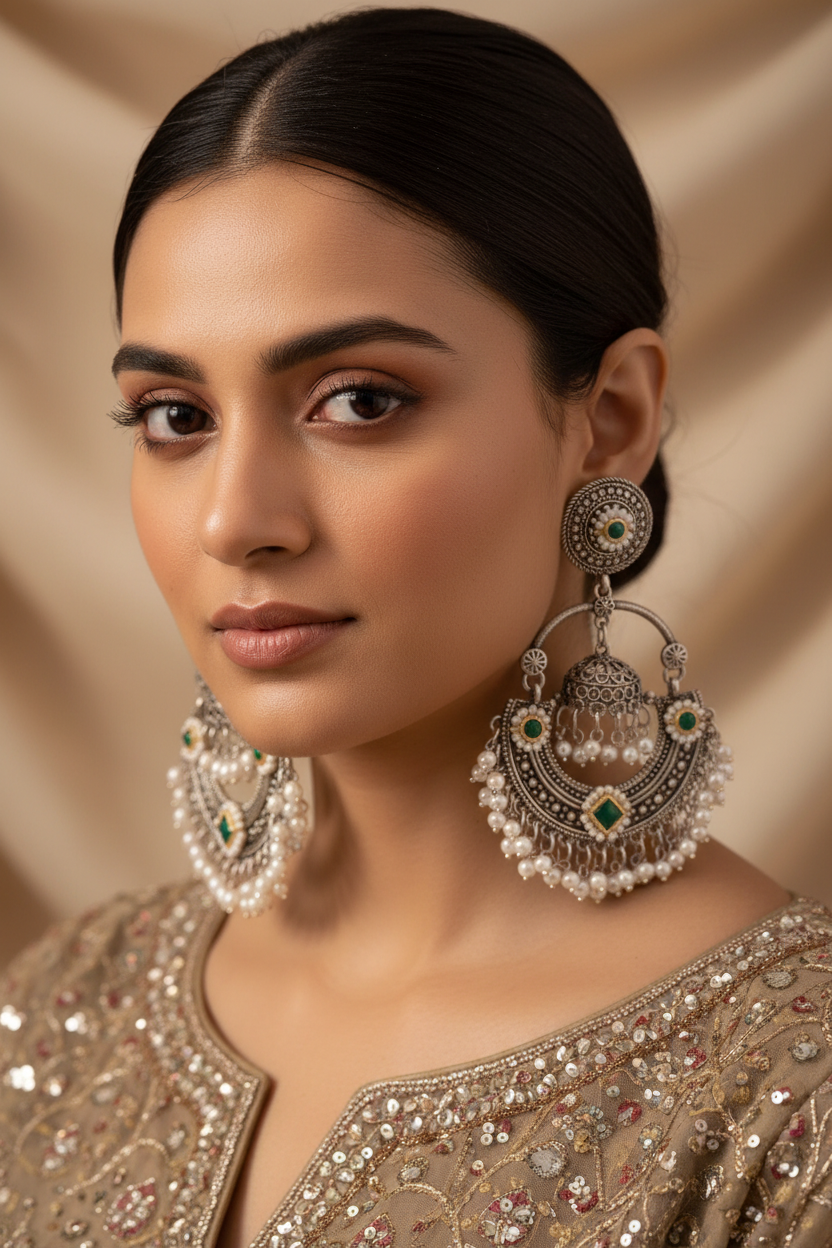 Anahita Heritage Pearl Chandbali Earrings