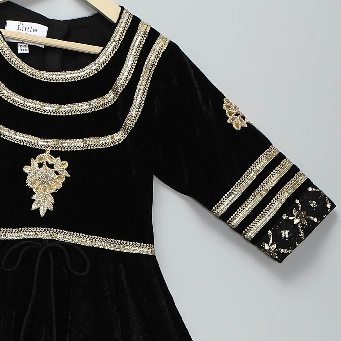 Black Velvet Silk Anarkali Set with Dupatta