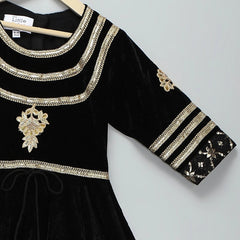 Black Velvet Silk Anarkali Set with Dupatta