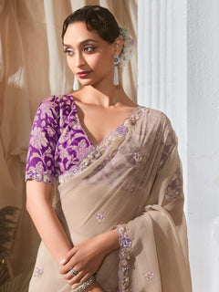 Organza Tissue Silk Sequins Saree