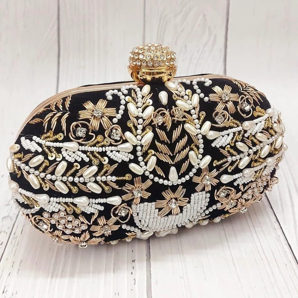 Black Bridal Ethnic Clutch