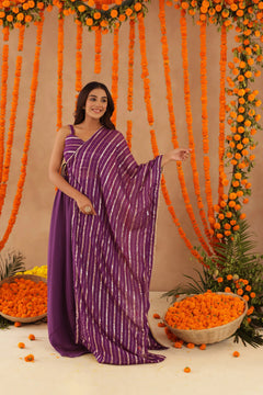 Pink Lurex Fusion Indo-Western with Designer Blouse