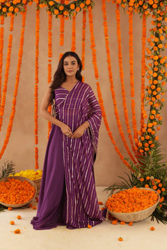 Pink Lurex Fusion Indo-Western with Designer Blouse
