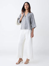 Grey Striped LOV Printed Blouse