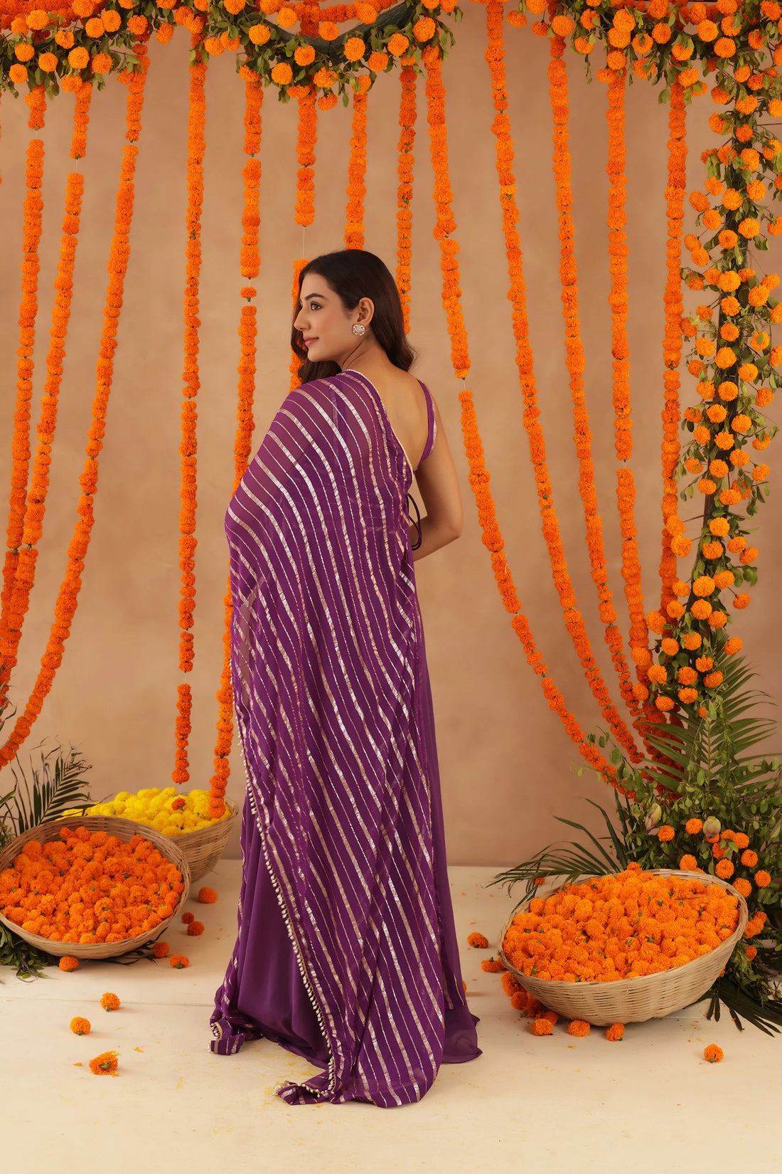 Pink Lurex Fusion Indo-Western with Designer Blouse