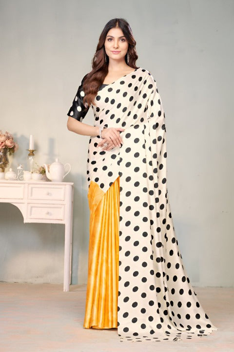 Garden Glow Satin Half and Half Saree