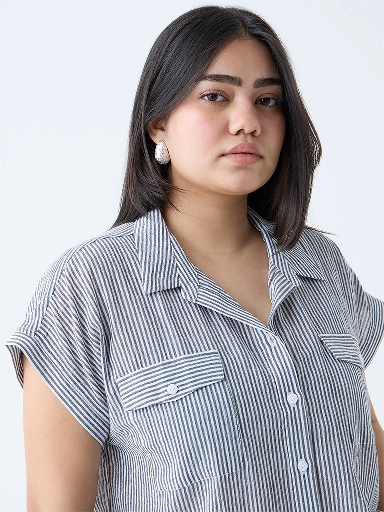 Black Striped Gia Cotton Shirt