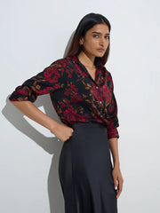 Black Floral Wardrobe Printed Shirt