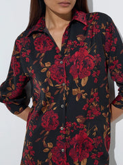 Black Floral Wardrobe Printed Shirt