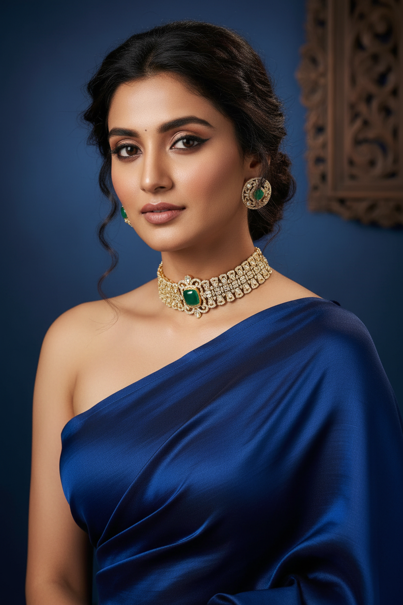 Royal Moissanite Ruby Choker Necklace Set with Statement Earrings