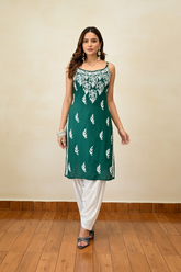 Emerald Noor Chikankari Green Kurti