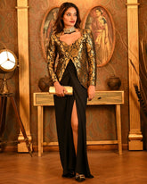 Royal Brocade Peplum Skirt Set