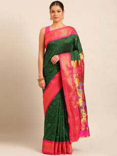 Rajwada Green Paithani Ready to Wear Saree with Blouse