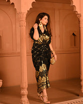 Cotton Rayon Black Ghunghroo Foil Shirtdress