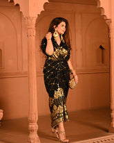 Cotton Rayon Black Ghunghroo Foil Shirtdress