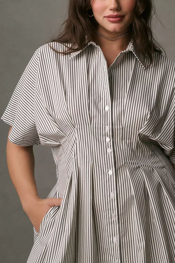 Striped Pleated Waist Tobie Dress
