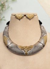 Dual Tone Oxidised Brass Necklace Set