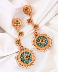 Green Rohan Designer Brass-Look Earrings
