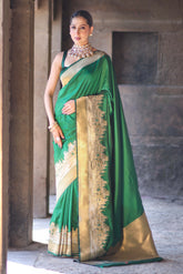 Handloom Semi Kathan Silk Saree with Ganga Ghat Border
