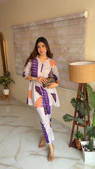 Flex Cotton Lavender Digital Print Co-Ord