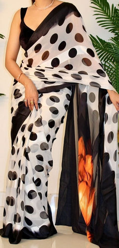 Pure Silk Georgette Floral Print Saree
