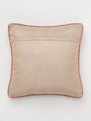 Green Brown Peacock Embroidered Cushion Cover