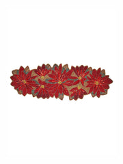 Maroon Brown Beaded Floral Table Runner