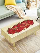 Maroon Brown Beaded Floral Table Runner