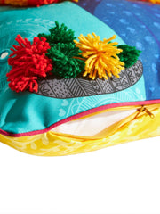 Blue Orange Flower Vendor Cushion Cover