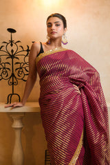 Magenta Zari Tissue Festive Saree