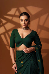 Green Shadow Cotton Padded Blouse