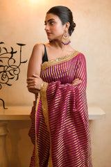 Magenta Zari Tissue Festive Saree