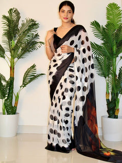 Pure Silk Georgette Floral Print Saree
