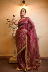 Magenta Zari Tissue Festive Saree