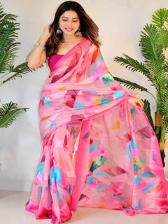 Pure Silk Georgette Floral Print Saree