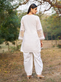 Everyday White Embroidered Ethnic Set