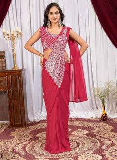 Noor Zahra Luxe Embroidered Saree (Ready-To-Wear) with Blouse